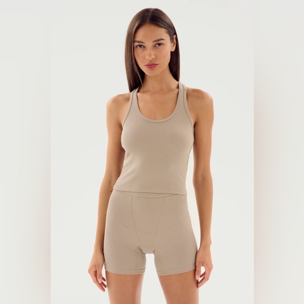 Splits59 Theo Rib Shorts in Taupe- Shorts Only - Picture 6 of 10